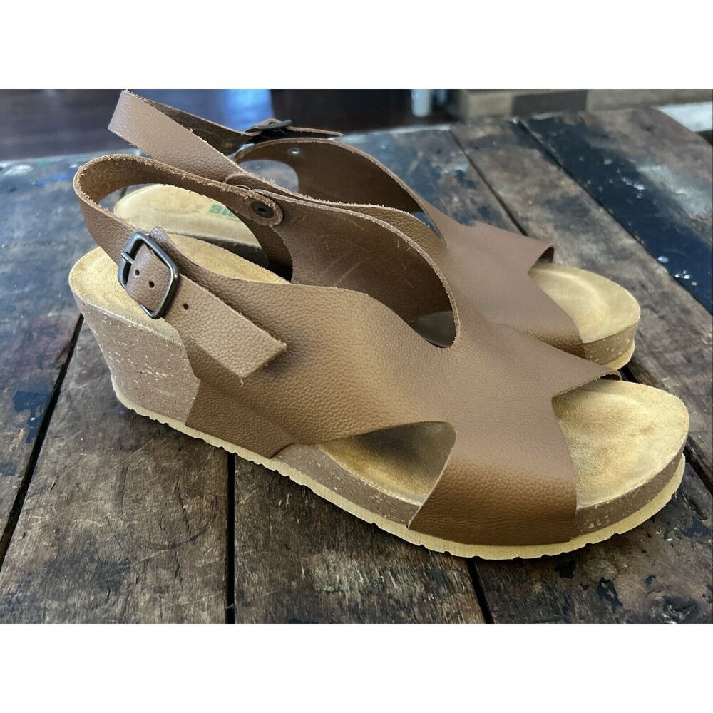 Women’s Tan Wedge Sandals with Adjustable Strap